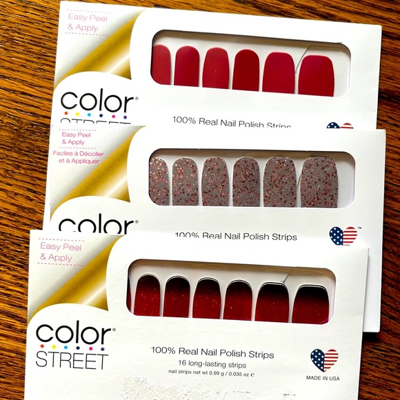 ColorStreet Nail Strips 3-pack Red /Glitter/Pink/Black - Picture 1 of 4